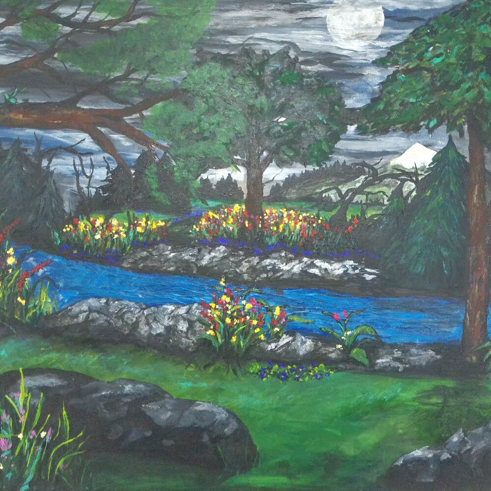 Titled "The Forest At Night" Original Painting by Artist Rachael Potter